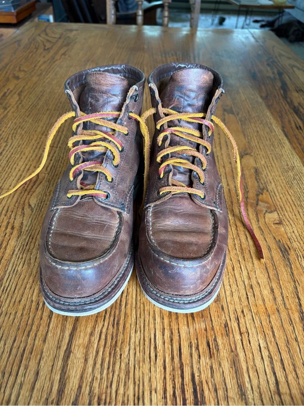 Red Wing Shoes Brown Moc Toe Leather Work Boots